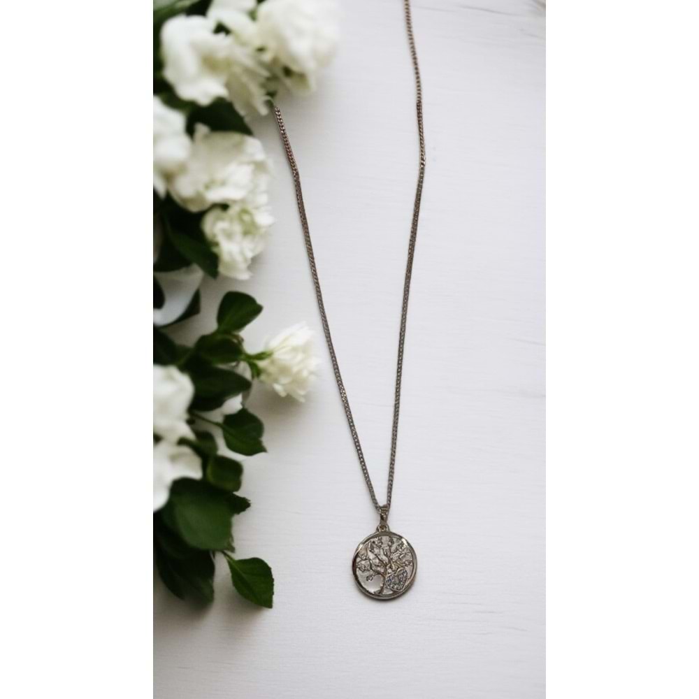Xbaby İnce Zincirli Kalpli Rose Gold Hayat Ağacı Kolye