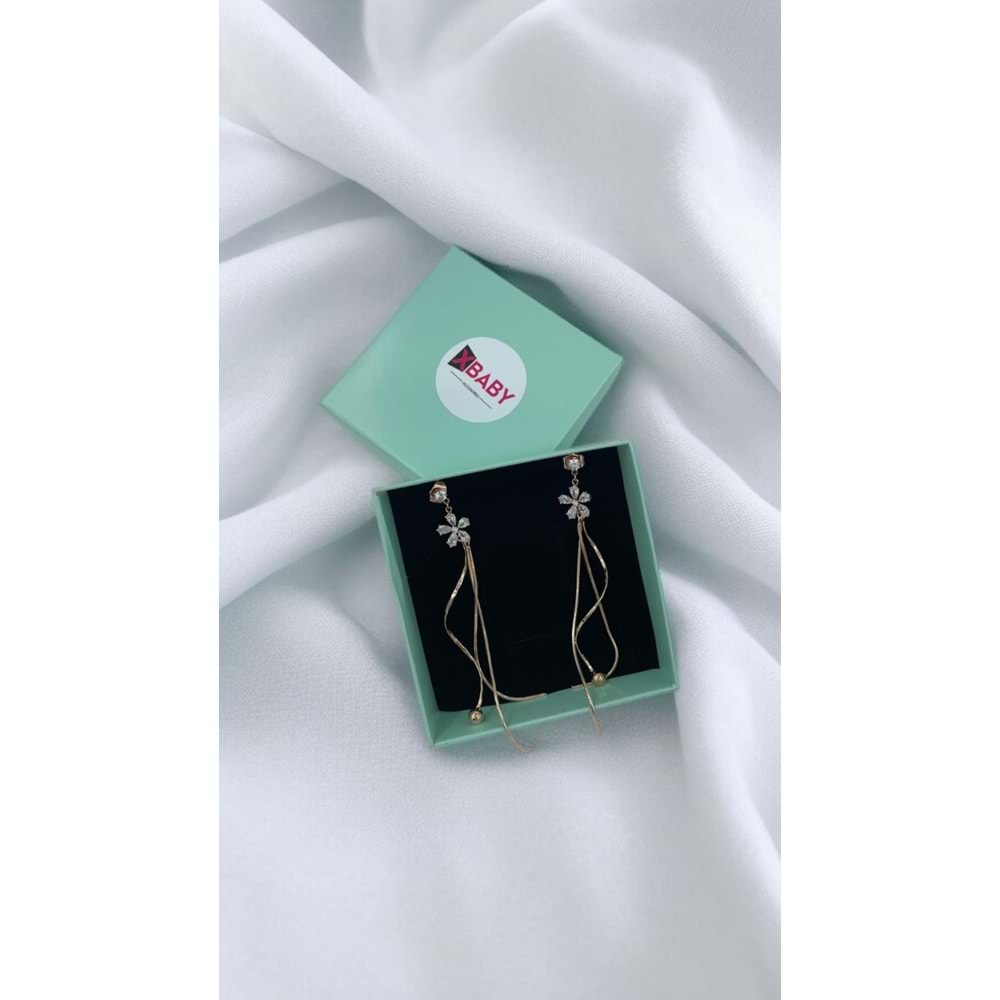 Xbaby Taşlı Papatya Rose Gold Sallanan Küpe