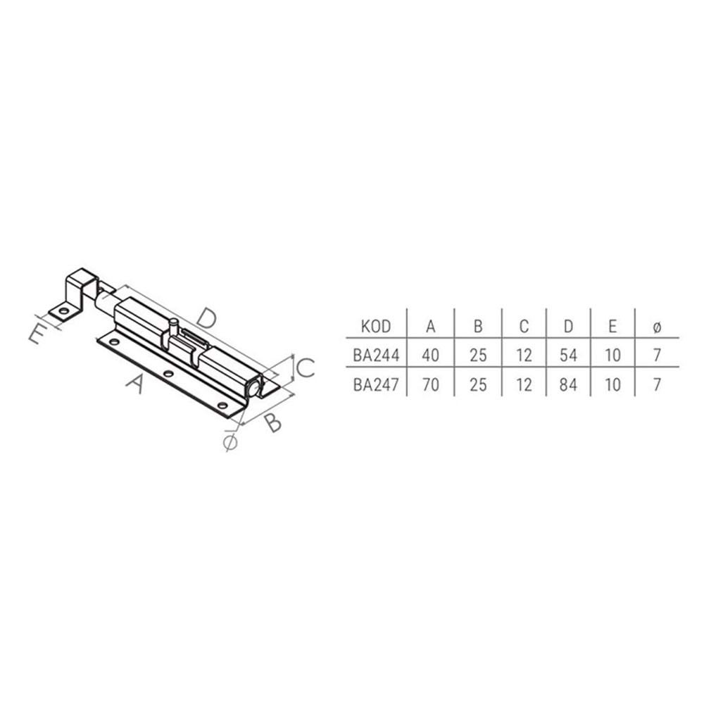 Beşel Klas Sürgü Beyaz 40 mm