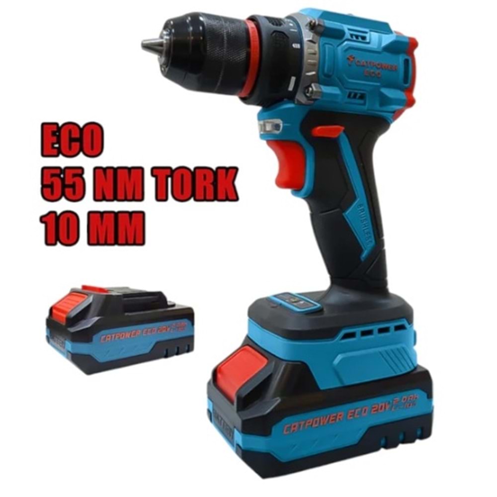 Catpower 1010 Akülü Şarjlı Vidalama Matkap Kömürsüz 20V 2.0Ah