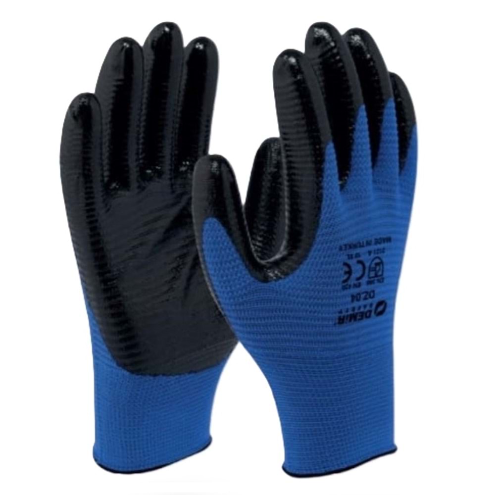 Demir Zebra Nitril Eldiven Mavi Siyah 10 No