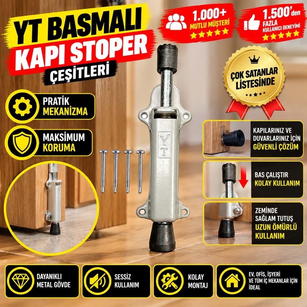 Yt Basmalı Kapı Stoperi Gri