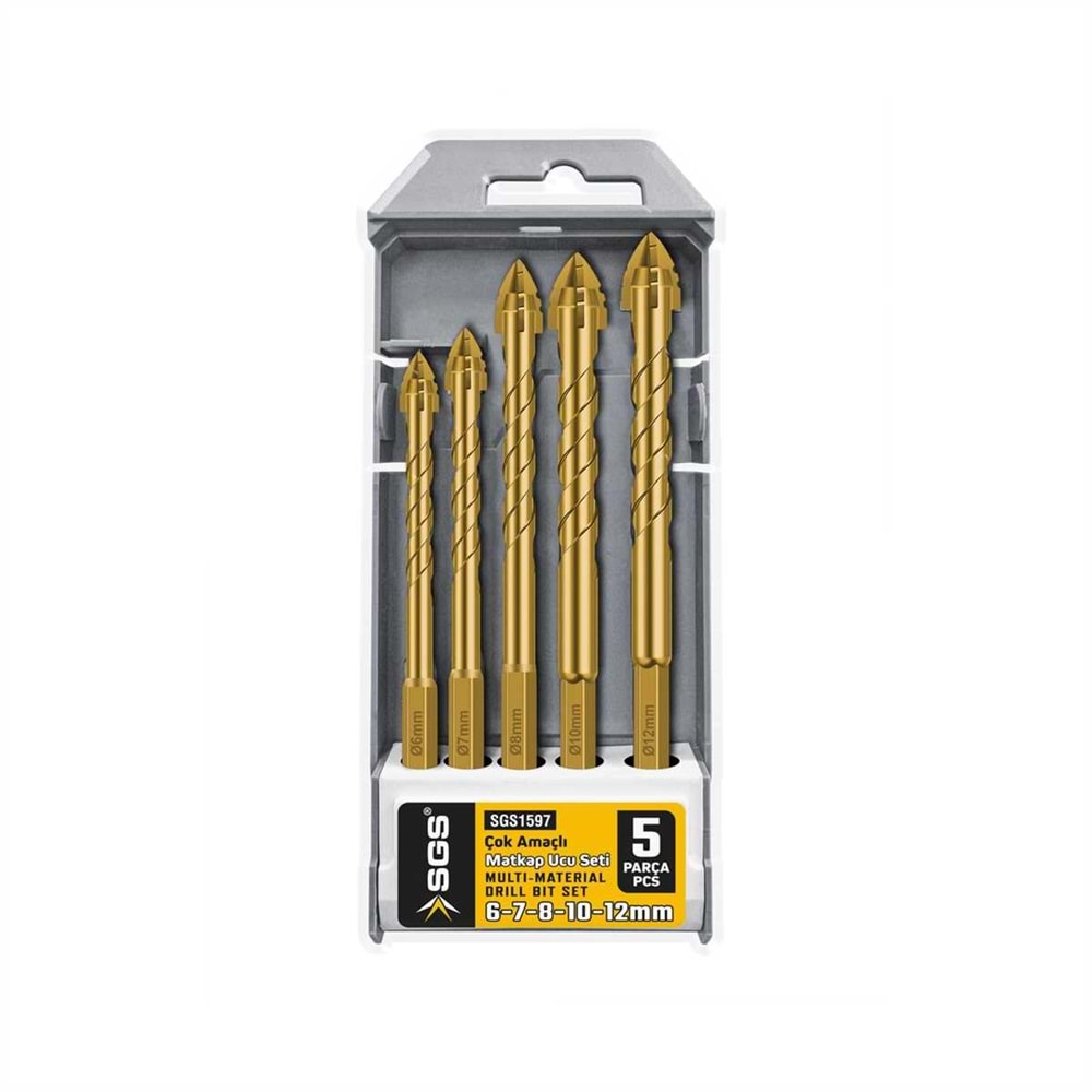 Sgs Bits Saplı Çok Amaçlı Matkap Ucu Seti 6-7-8-10-12mm