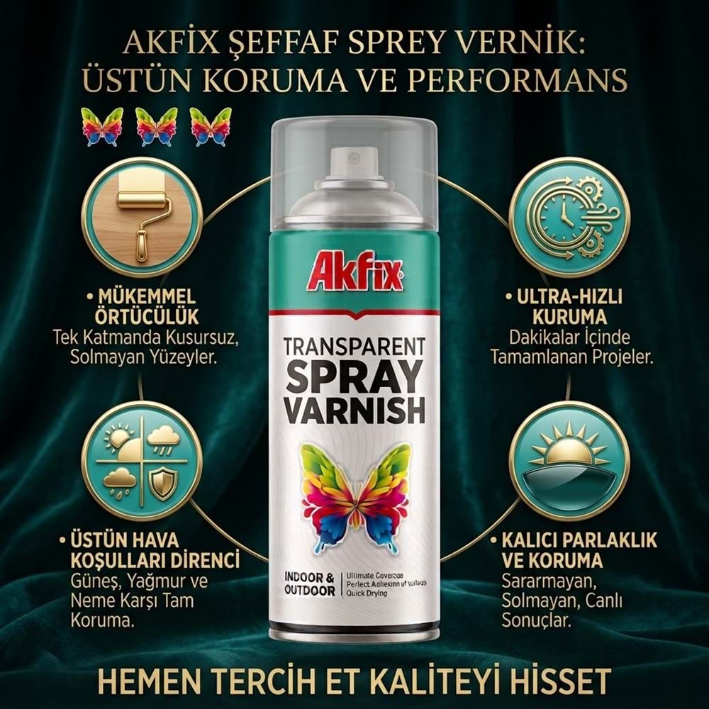 Akfix Şeffaf Sprey Vernik 400ml