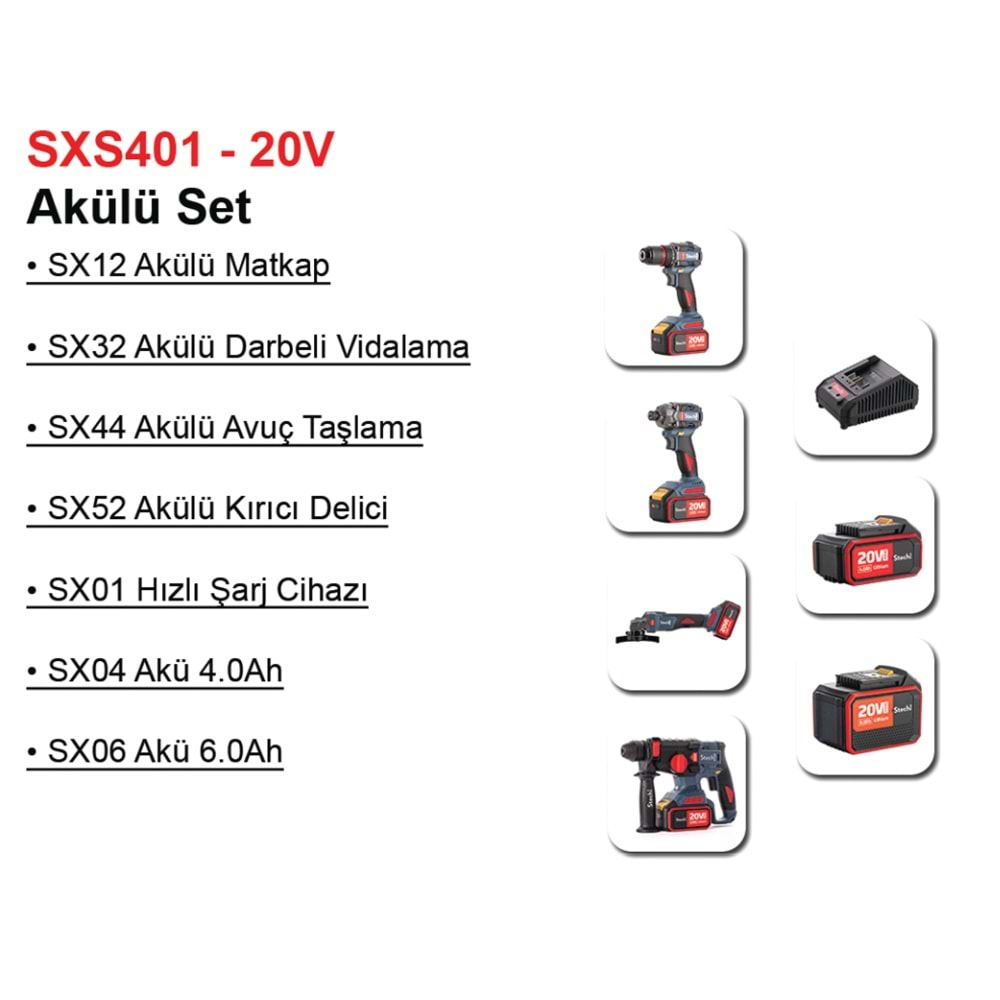 Stechend Akülü Set SXS401-20V