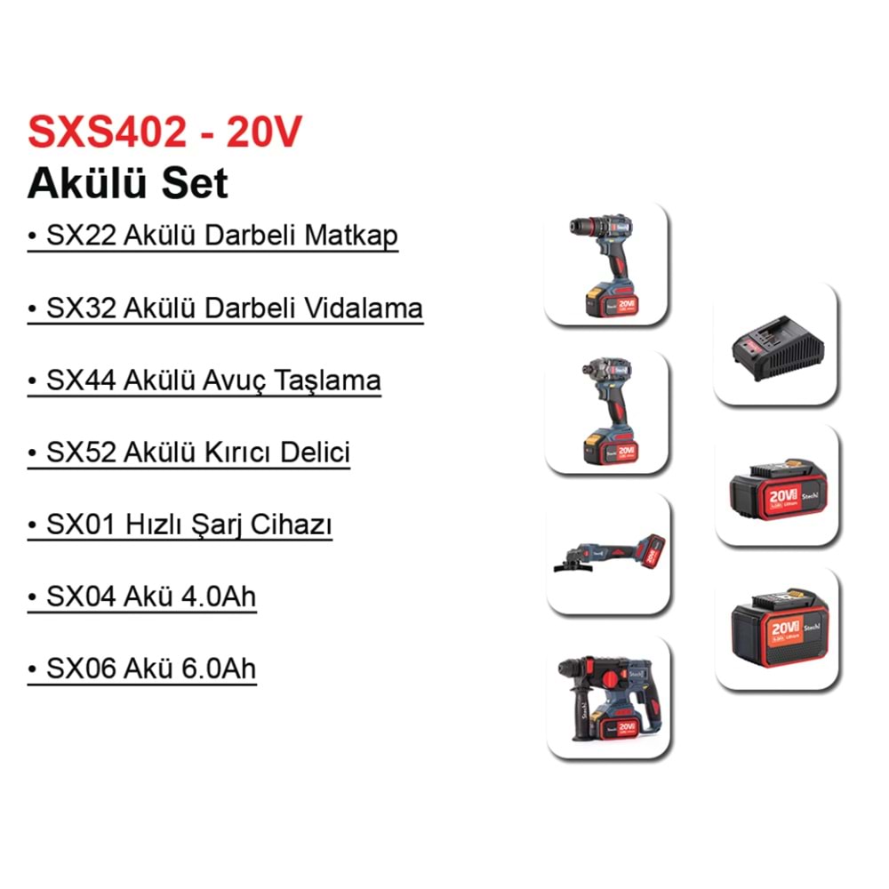 Stechend Akülü Set SXS402-20V