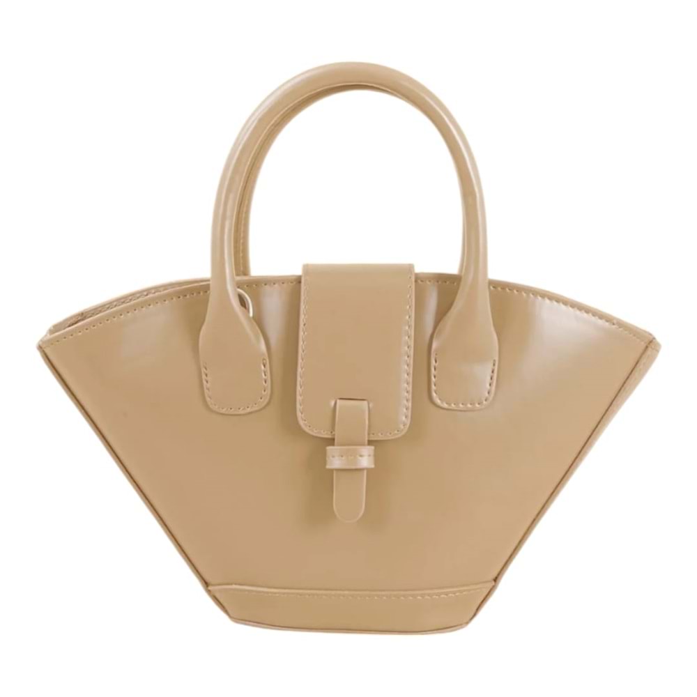 Xbaby Asimetrik Kesim Mıknatıs Kapaklı Çapraz Askılı Deri Kol Çantası - Bej