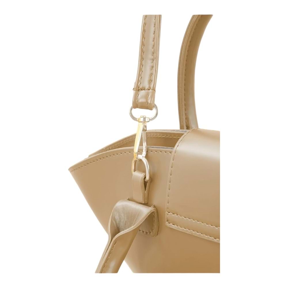 Xbaby Asimetrik Kesim Mıknatıs Kapaklı Çapraz Askılı Deri Kol Çantası - Bej