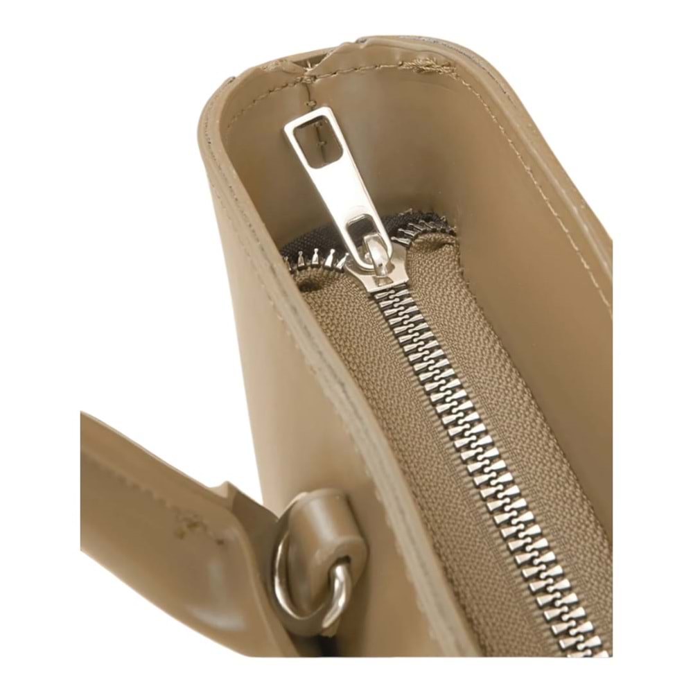 Xbaby Asimetrik Kesim Mıknatıs Kapaklı Çapraz Askılı Deri Kol Çantası - Bej