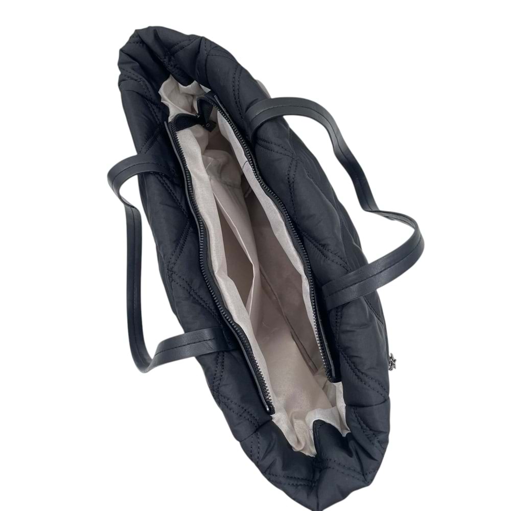 Xbaby Puf Dolgulu Kapitoneli Siyah Omuz Çantası