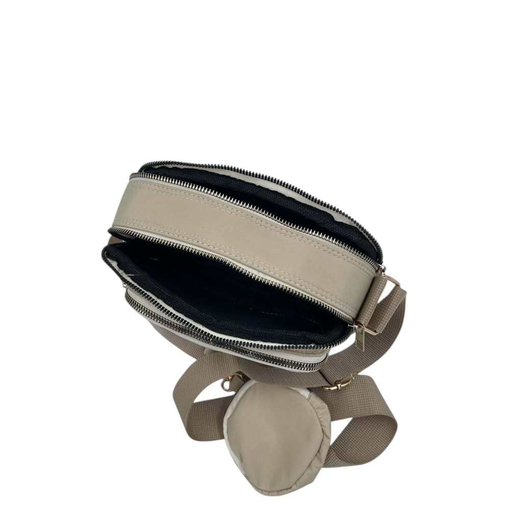 Xbaby Mini Cüzdanlı Kumaş Çapraz Çanta Krem