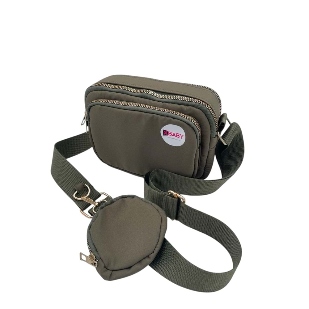 Xbaby Mini Cüzdanlı Kumaş Çapraz Çanta Haki