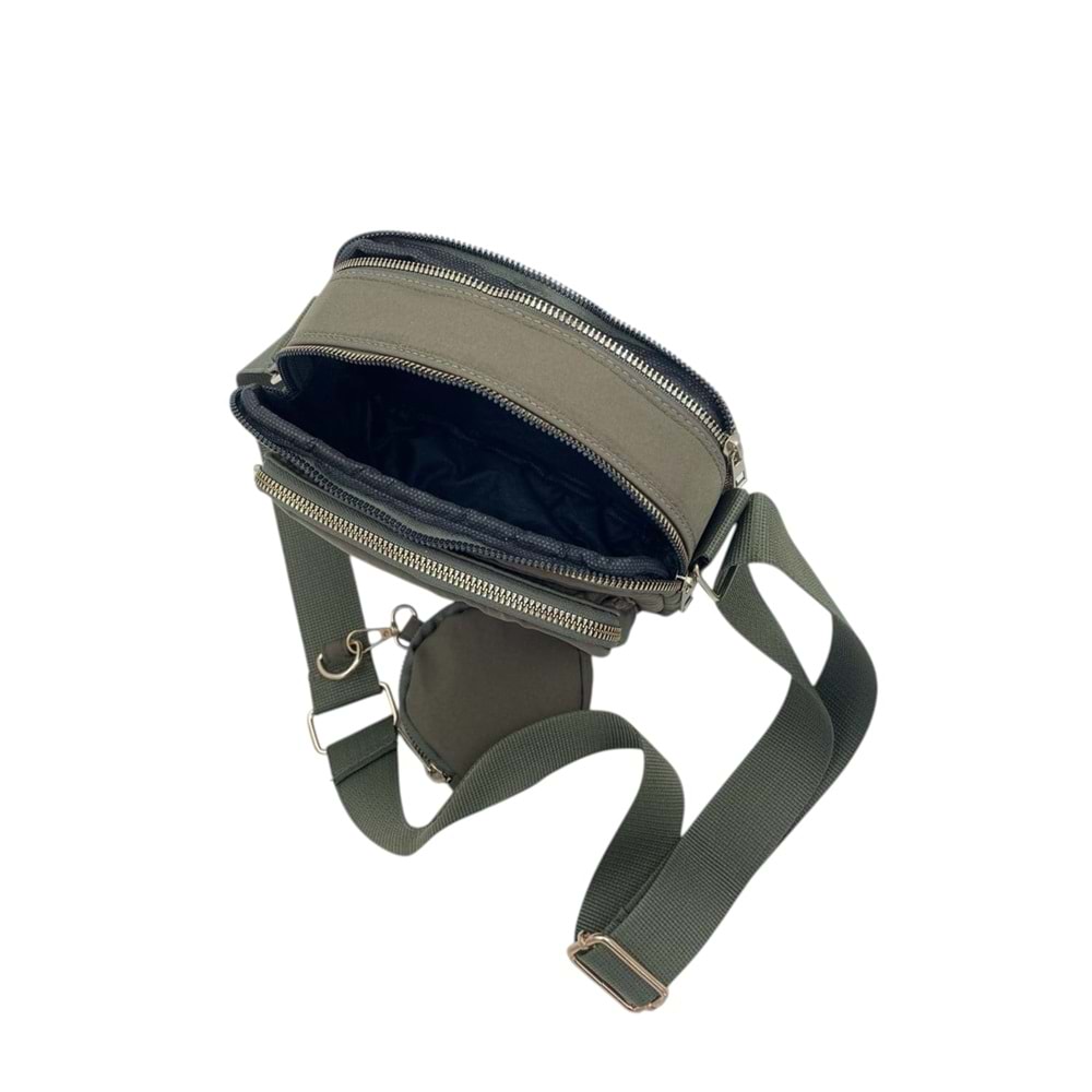 Xbaby Mini Cüzdanlı Kumaş Çapraz Çanta Haki