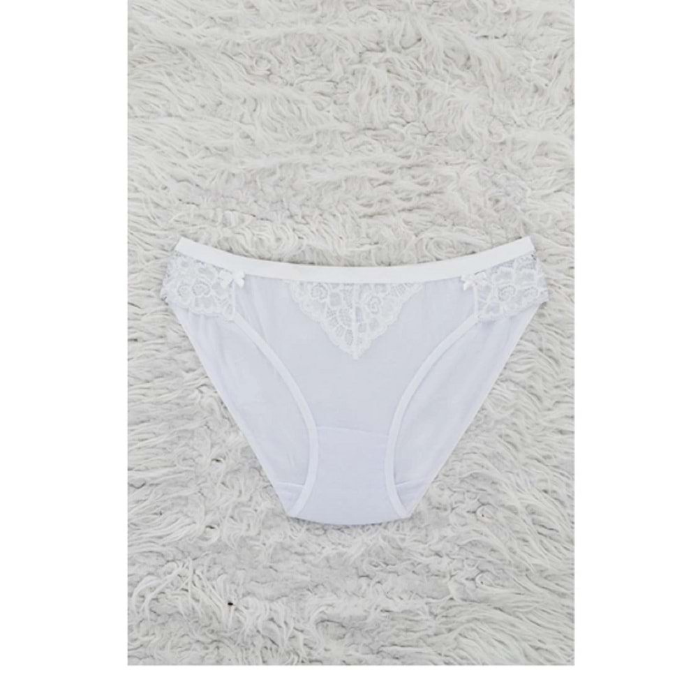 Belinay 0133 Dantelli Bayan Külot Beyaz L