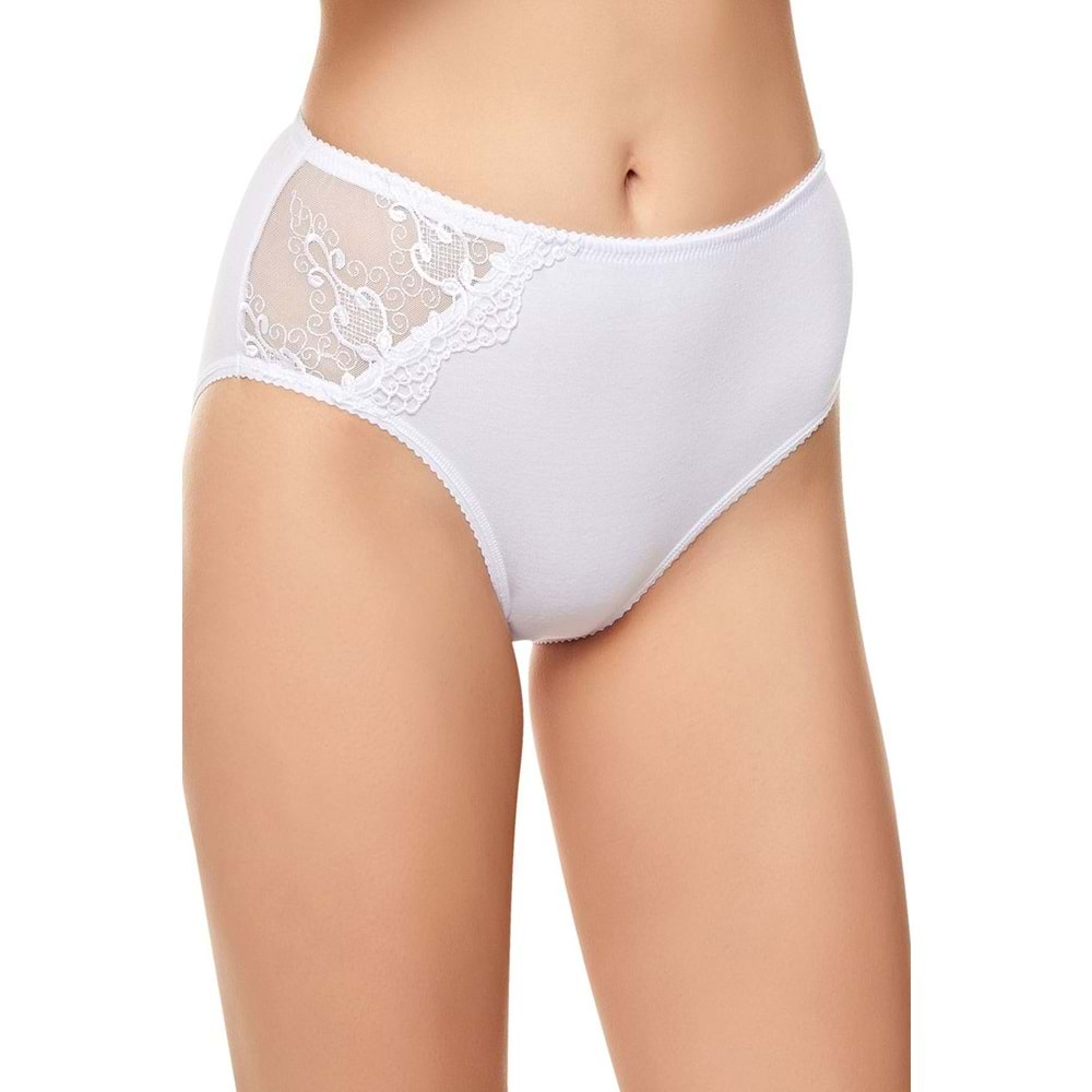 Belinay 018 Dantel Ayrıntılı Bayan Külot Beyaz XL