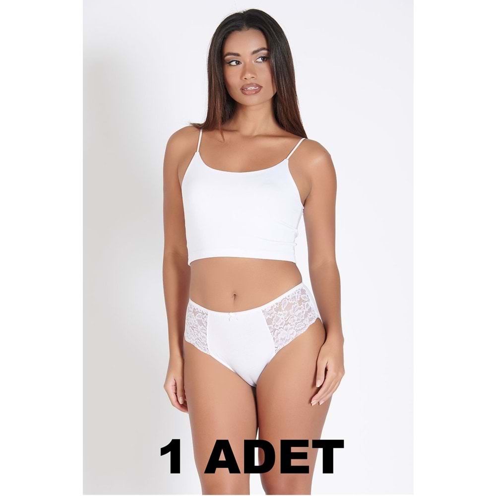 Belinay 1 Adet 0240 Kadın Yanları Dantelli Külot Beyaz db4