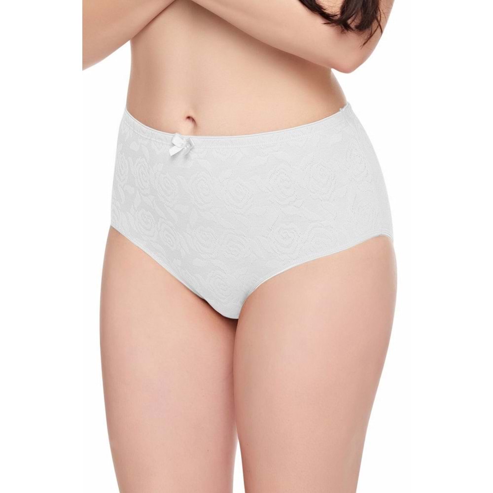 Belinay 0299 Çiçek Dokulu Bayan Külot Beyaz L
