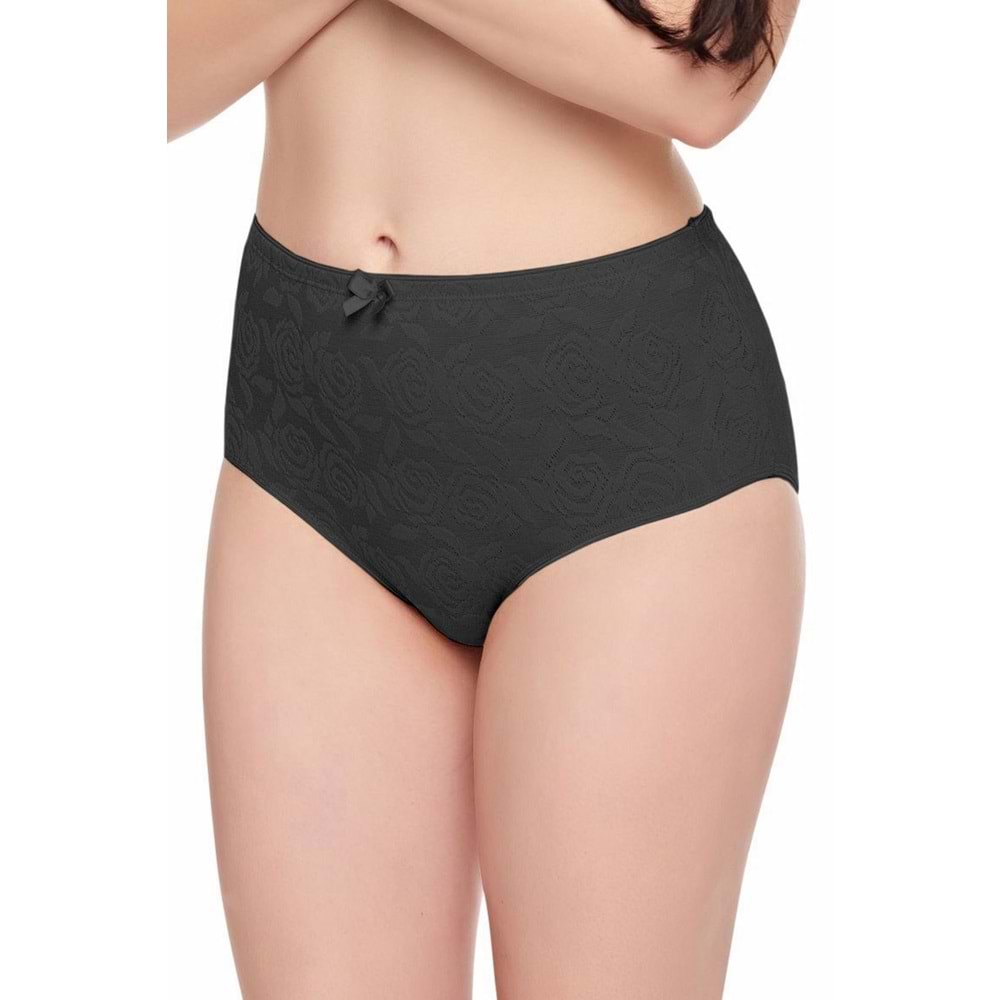 Belinay 0299 Çiçek Dokulu Bayan Külot Siyah XL