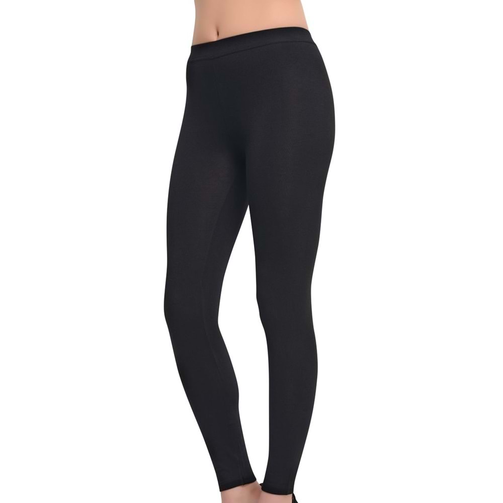 Belinay 5017 interlock Viscose Bayan Uzun Tayt Siyah L