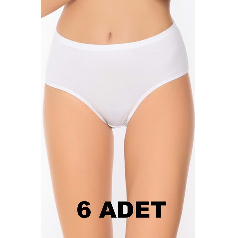 Belinay 6 Adet 0107 Kadın Yüksek Bel Bato Külot Beyaz 3