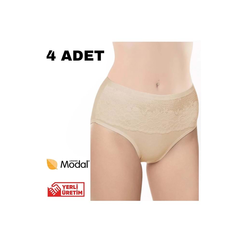 Belinay 4 Adet 0193 Yüksek Bel Toparlayıcı Kadın Külot Ten L