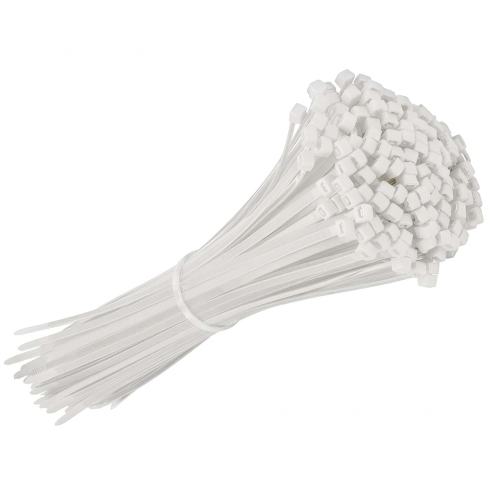 Hırsan Cırt Kelepçe Kablo Bağı Beyaz 4,8x380mm 100 Ad