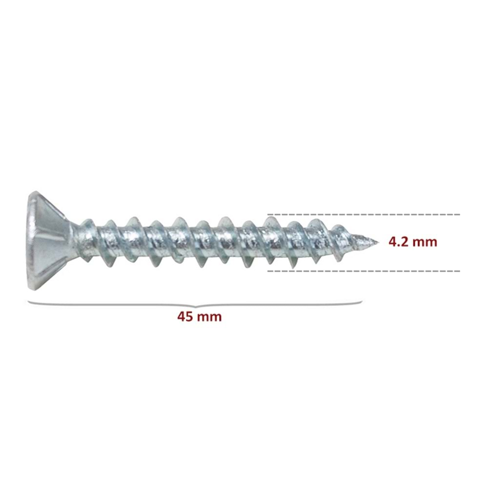 Meridyen İspanyolet Vidası 4.2x45 (500 Adet)