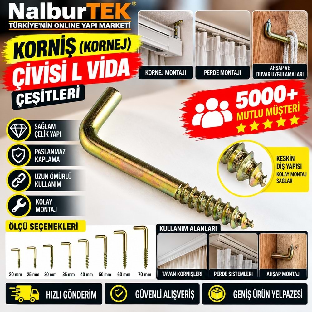 Hırsan Korniş/Kornej Çivisi L Vida 5 No