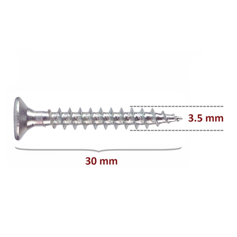 Hırsan Sunta Vidası 3.5x30 (1000 Adet)