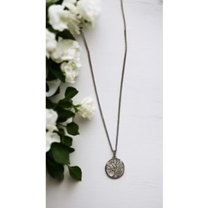 Xbaby İnce Zincirli Kalpli Rose Gold Hayat Ağacı Kolye