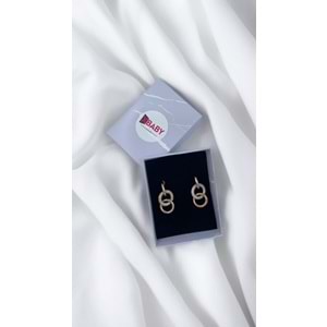 Xbaby Üçlü Halka Taşlı Rose Gold Küpe