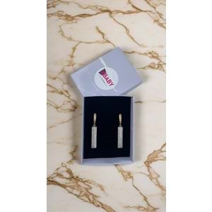 Xbaby Uzun Dikdörtgen Taşlı Rose Gold Sallanan Küpe
