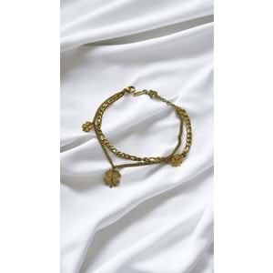 Xbaby Üç Yonca Şekilli Gold Çelik Bileklik