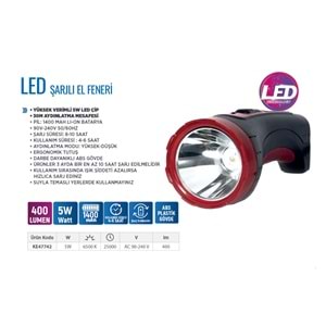 Klaus Şarjlı Led El Feneri 5W 1400mAH