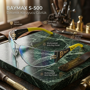 Baymax S-500 Dinamik Koruyucu Gözlük Çapak Gözlüğü Şeffaf