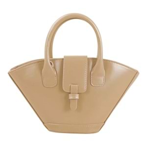 Xbaby Asimetrik Kesim Mıknatıs Kapaklı Çapraz Askılı Deri Kol Çantası - Bej