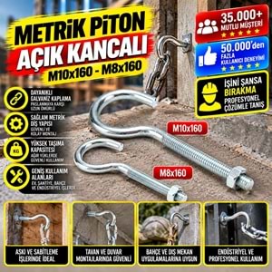 Hırsan Metrik Piton Açık Kancalı M8x160