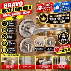 Hırsan Bravo Rozetli Kapı Kolu Nikel Saten Wc