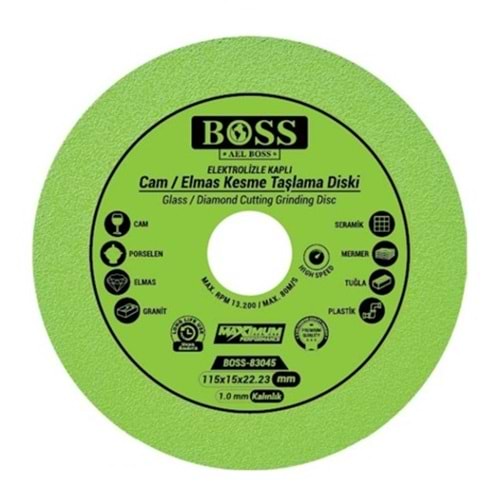 Boss Hassas Cam Seramik Granit Tuğla Plastik Kesici Disk 115mm