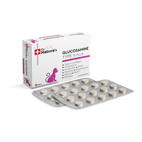Drnatures Kediler için Glukozamin TYPE II 30 Tablet