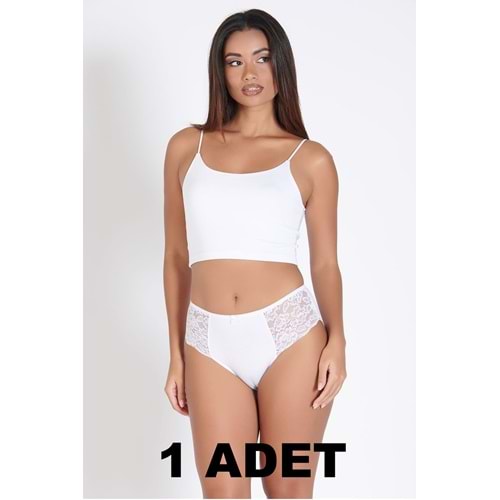 Belinay 1 Adet 0240 Kadın Yanları Dantelli Külot Beyaz db4