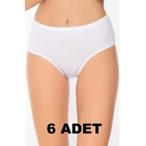 Belinay 6 Adet 0107 Kadın Yüksek Bel Bato Külot Beyaz 3