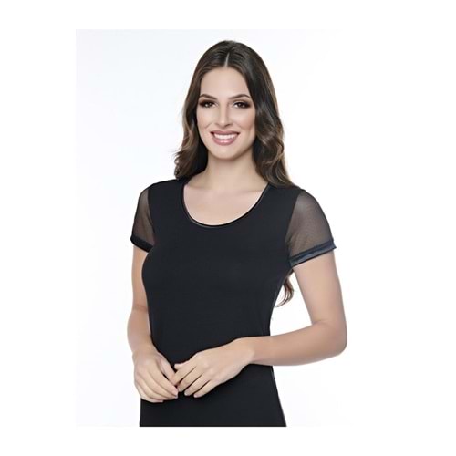 Belinay 8045 Kadın Kısa Kol Body Siyah L