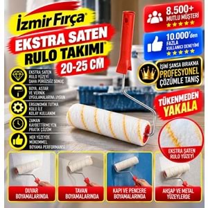 İzmir Fırça Ekstra Saten Rulo Takımı 20cm