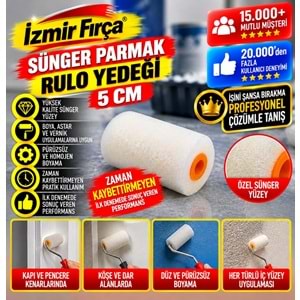İzmir Fırça Sünger Parmak Rulo Yedeği 5cm