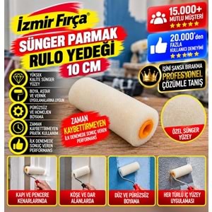 İzmir Fırça Sünger Parmak Rulo Yedeği 10cm