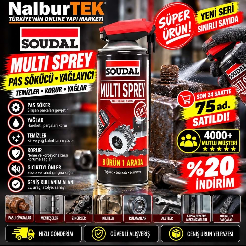 Soudal Pas Sökücü Yağlayıcı Multi Sprey 400 ml Kobra Başlık