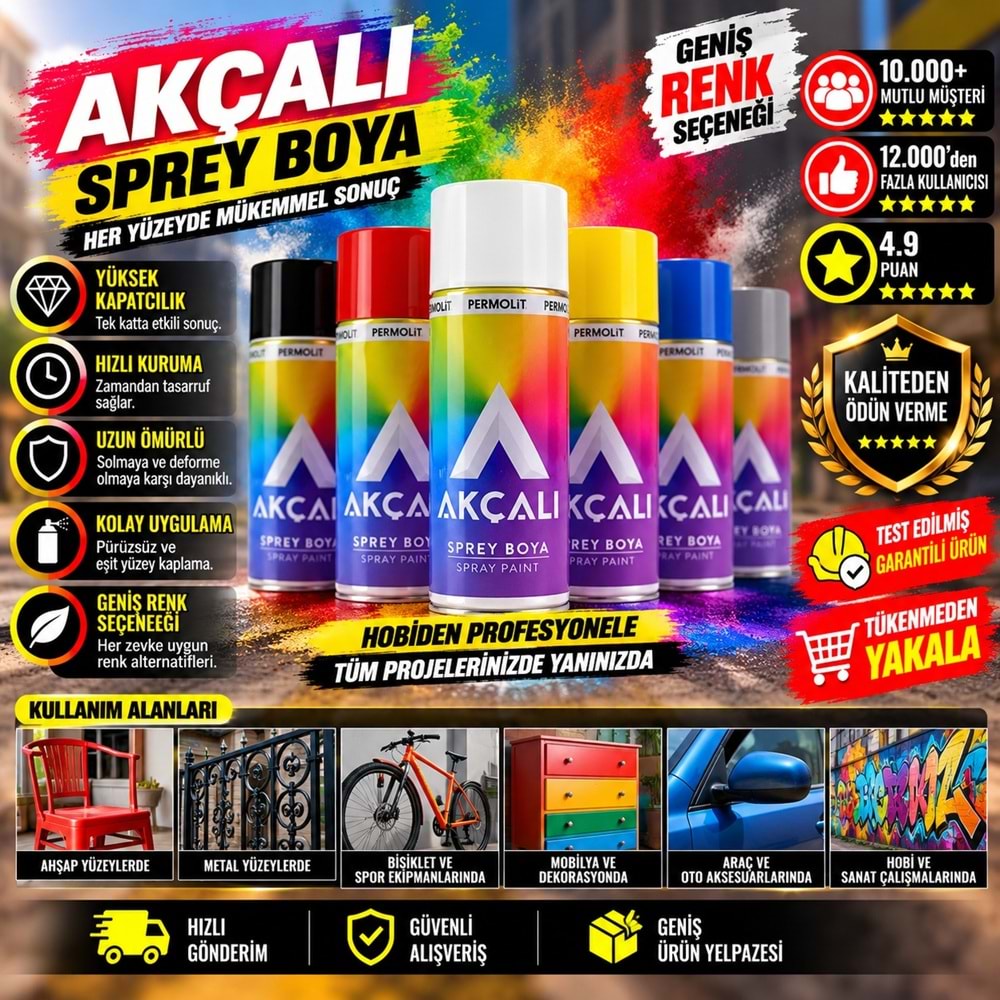 Akçalı Sprey Boya 400ml 312 Nefti Yeşil