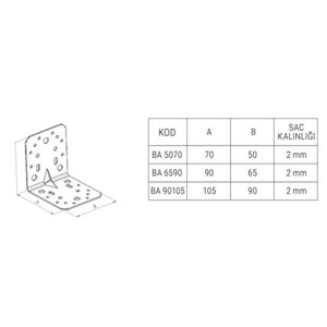 Beşel Metal Köşe Bağlantı 65x90x90