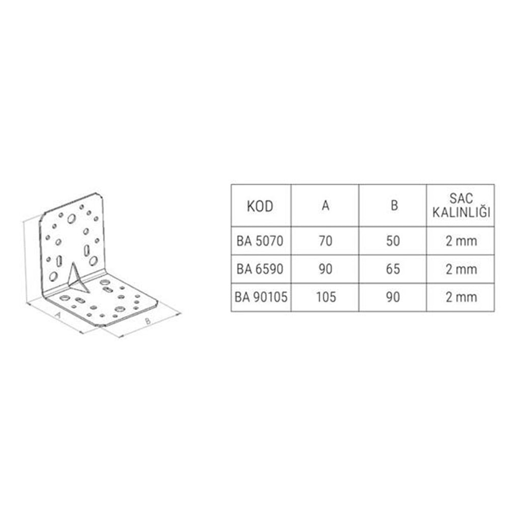Beşel Metal Köşe Bağlantı 90x105x105